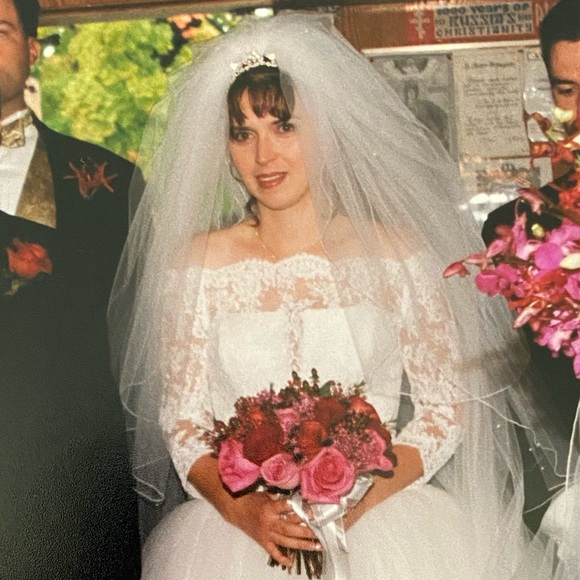 1999 Amsale Couture NYC Wedding Dress SIZE 14 - Picture 4 of 7